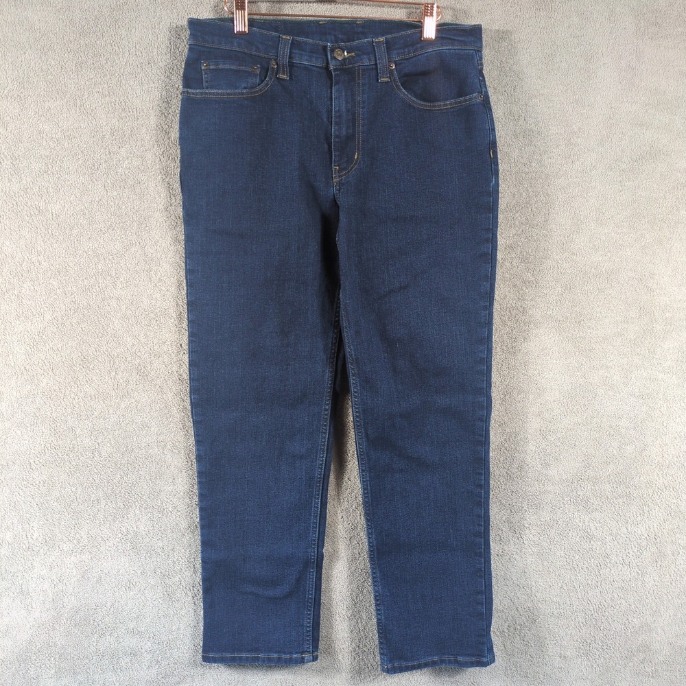 LL Bean Mens 32x29 Straight‎ Leg Jeans Dark Wash Coolmax Tencel Blue